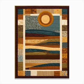 'Many Lands Under One Sun" American Quilting Inspired Folk Art with Earth Tones, 1392 Canvas Print