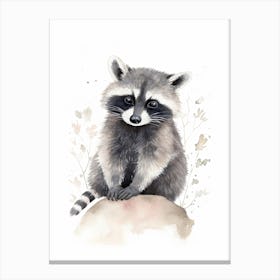 Baby Raccoon Watercolour Nursery 1 Canvas Print