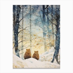 Winter Watercolour Woodchuck 1 Canvas Print