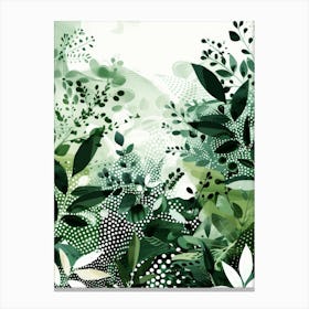 Green Leaves And Flowers Canvas Print