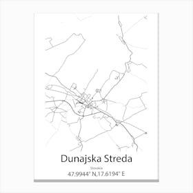 Dunajska Streda,Slovakia Minimalist Map Canvas Print