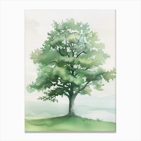 Oak Tree Atmospheric Watercolour Painting 1 Canvas Print