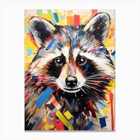 A Curious Raccoon In The Style Of Jasper Johns 1 Canvas Print