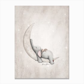 Sweet Dreams Elephant On The Moon Canvas Print