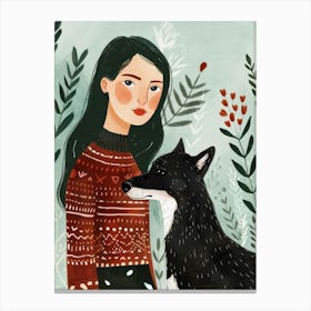 Girl With Dog 5 Canvas Print