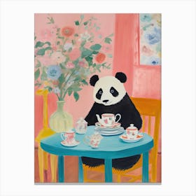 Animals Having Tea   Panda Bear 1 Canvas Print