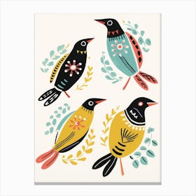 Folk Style Bird Painting Kiwi 1 Canvas Print