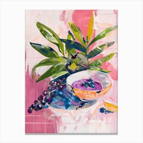 Pink Breakfast Food Acai Bowl 3 Canvas Print