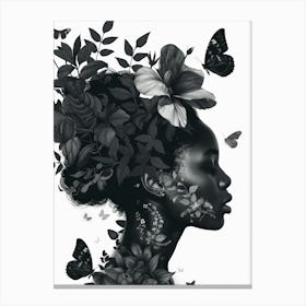 African Woman With Butterflies Canvas Print