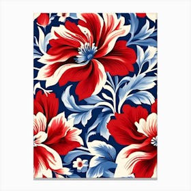 Red And White Floral Pattern Canvas Print