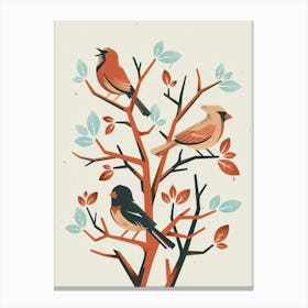 Cardinals In A Tree Canvas Print