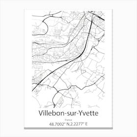 Villebon Sur Yvette,France Minimalist Map Canvas Print