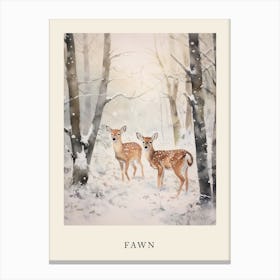 Winter Watercolour Fawn 3 Poster Canvas Print