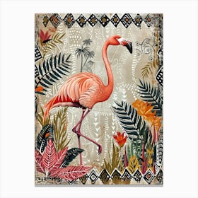 Greater Flamingo And Heliconia Boho Print 2 Canvas Print