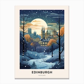 Winter Night  Travel Poster Edinburgh Scotland 2 Canvas Print