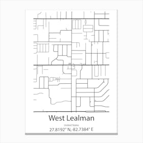 West Lealman,United States Minimalist Map Canvas Print