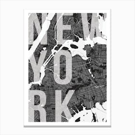 New York Mono Street Map Text Overlay Canvas Print