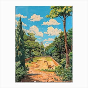 Dinosaur In A Garden Painting Canvas Print