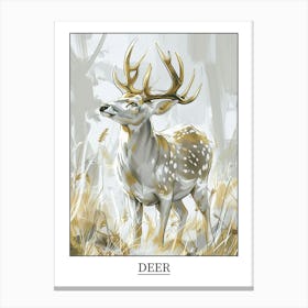 Deer Precisionist Illustration 4 Poster Canvas Print