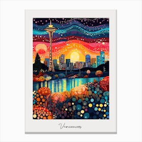 Poster Of Vancouver, Illustration In The Style Of Pop Art 2 Canvas Print