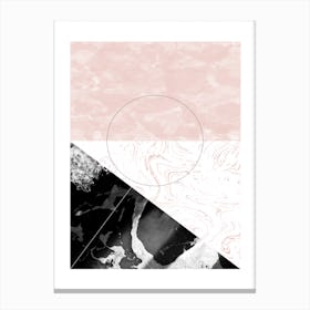 Rectangle Pink & Black Marble Abstract Canvas Print