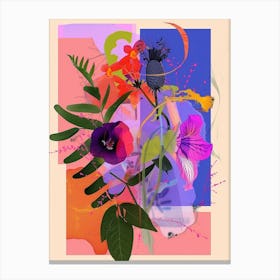 Veronica 3 Neon Flower Collage Canvas Print