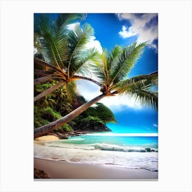 Palm Trees On The Beach Canvas Print