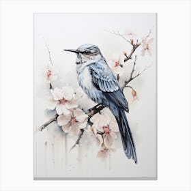 Hummingbird, Japanese Brush Painting, Ukiyo E, Minimal 1 Canvas Print