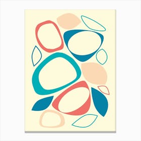 Mid Century Modern Abstract 8 Celadon Blue, Yellow, Peach, Teal, Coral Canvas Print