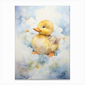 Duckling In The Clouds Watercolour 2 Canvas Print