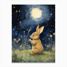 Bunny Stargazing Rabbit Prints Watercolour 2 Canvas Print