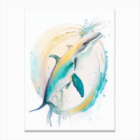 Spinner Dolphin Storybook Watercolour  (4) Canvas Print