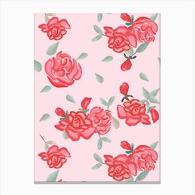 Watercolor Red Roses Canvas Print
