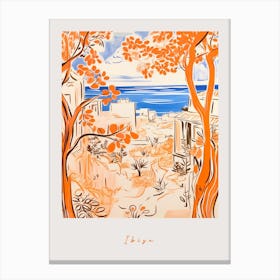 Ibiza Spain Orange Drawing Poster Canvas Print