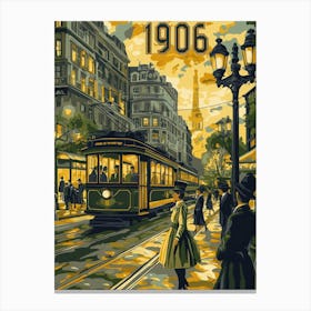 Aihrgdesign A Retro Travel Poster Of A Bustling 1906 City Str C38ef8fd 8a16 4fd5 9c5f 34a3a171eab3 1 Canvas Print