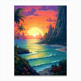 Seascape Pixel Art 3 Canvas Print