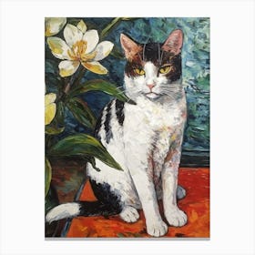 Cat With Flowers Canvas Print