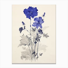 Blue Botanical Lilac 1 Canvas Print