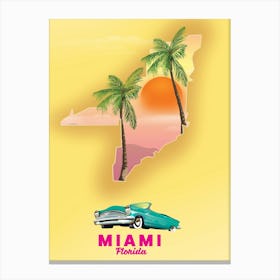 Miami Florida map Canvas Print