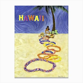 Hawaii, Hula Girl Under The Palm Canvas Print