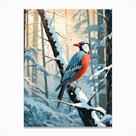 Winter Woodpecker 2 Illustration Canvas Print
