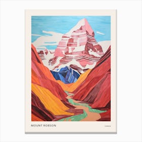 Mount Robson Canada 2 Colourful Mountain Illustration Poster Canvas Print