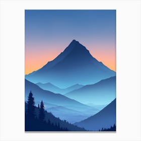 Misty Mountains Vertical Composition In Blue Tone 39 Canvas Print