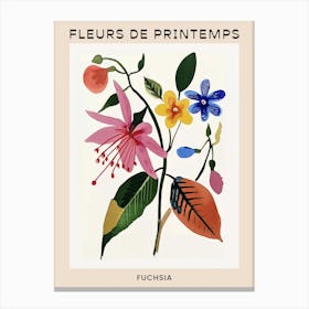 Spring Floral French Poster  Fuchsia 1 Canvas Print