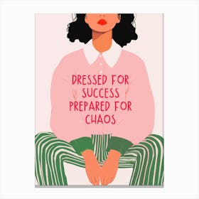 Funny Quote Pink and Green Maximalist Wall Art Sarcastic Print Feminine Office Decor Canvas Print