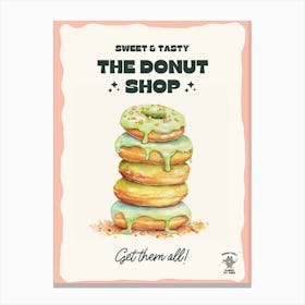Stack Of Pistachio Donuts The Donut Shop 1 Canvas Print
