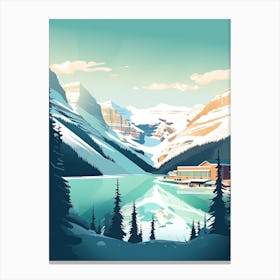 Lake Louise Ski Resort   Alberta, Canada, Ski Resort Illustration 2 Simple Style Canvas Print