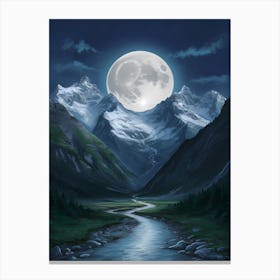 Full Moon In The Mountains 3 Canvas Print