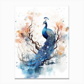 Watercolour Peacock 2 Canvas Print