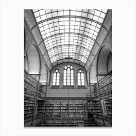 Historical art library at the Rijksmuseum in Amsterdam - black and white architecture photography by Christa Stroo Photography Canvas Print